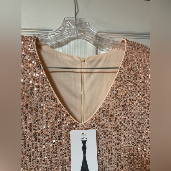 NWT: XUCTHHC Rose Gold Knee Length Sequin Dress Short Sleeve Size Large - Picture 6 of 7